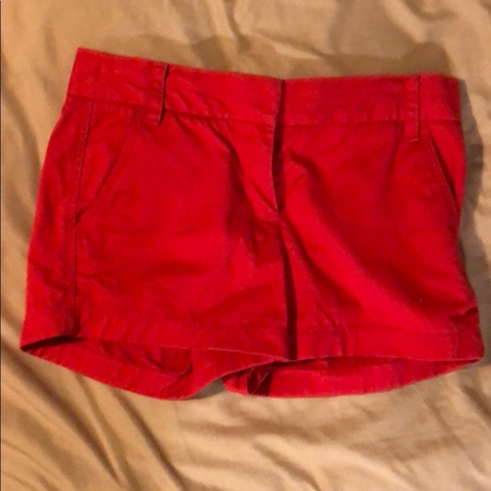 Red J crew shorts